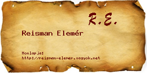 Reisman Elemér névjegykártya